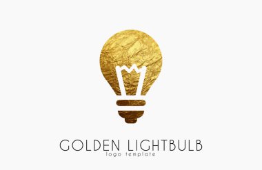Ampul logo şablonu. Ampul simgesi. Altın ampul logosunu görmeniz gerekir. Yaratıcı logo şablonu