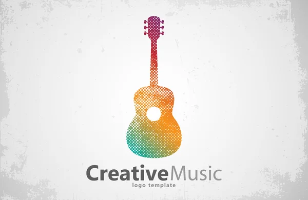 ギターのロゴ。創造的なギターのロゴ。音楽のロゴ。音楽のロゴの設計 — ストックベクタ