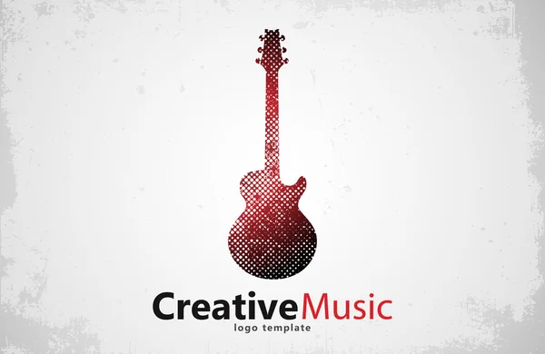 Κιθάρα λογότυπο. Δημιουργική κιθάρα λογότυπο. Λογότυπο μουσική. Σχεδιασμός λογότυπου μουσική — Διανυσματικό Αρχείο