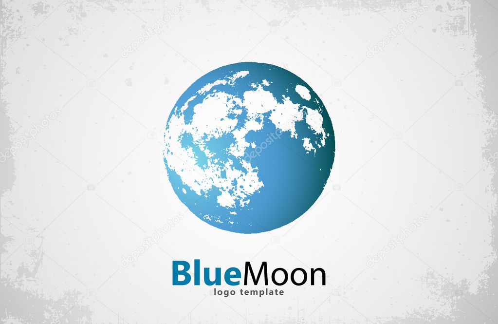 Moon logo design. Creative moon logo. Night logo. Blue moon.