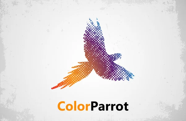 Kleur de papegaai. Papegaai logo ontwerp. Grunge-poster — Stockvector