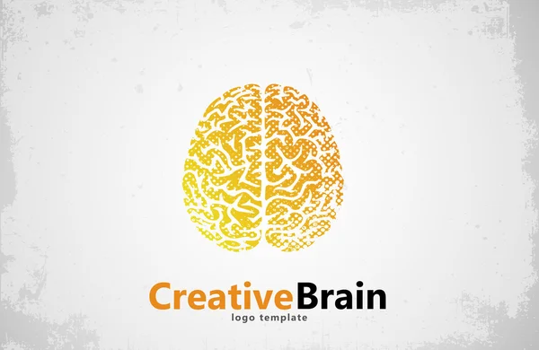 Conception du logo du cerveau. Cerveau créatif. Cerveau de style grunge — Image vectorielle