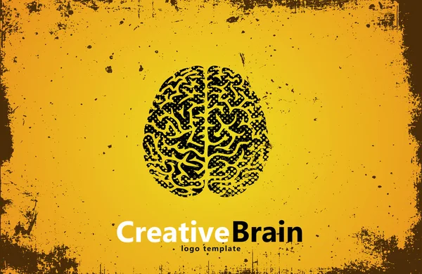 Diseño del logo cerebral. Cerebro creativo. Cerebro estilo grunge — Archivo Imágenes Vectoriales