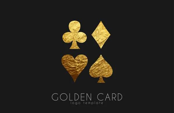 Casino logo. Kartu logo. Zlaté karty symboly — Stockový vektor