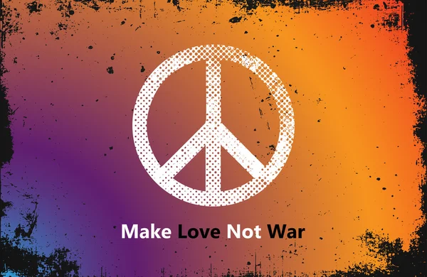 Make Love Not War - Hippie style. PEACE logo. Color hippie — Stock Vector