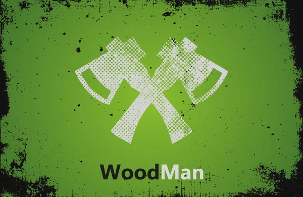 Lumberjack logotyp. Woodman logotyp. Axlarna Logotypdesign — Stock vektor