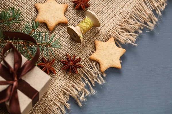 Christmas gingerbread cookies and Christmas gifts