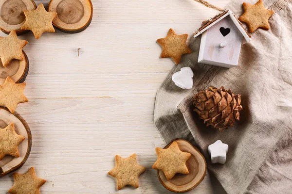 Kerstdecoratie. bovenaanzicht — Stockfoto