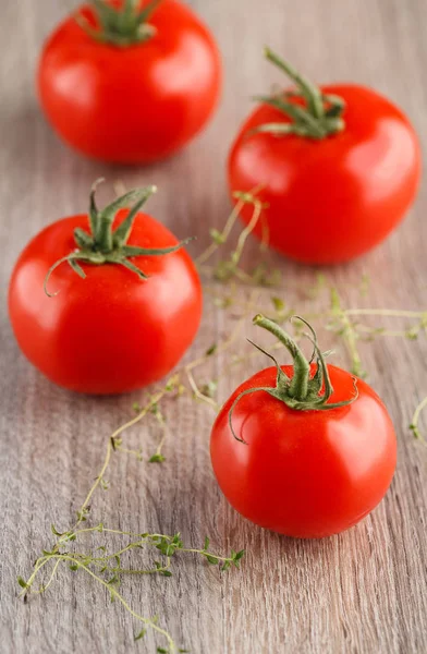 녹색 줄기와 붉은 토마토를 신선한 — 스톡 사진