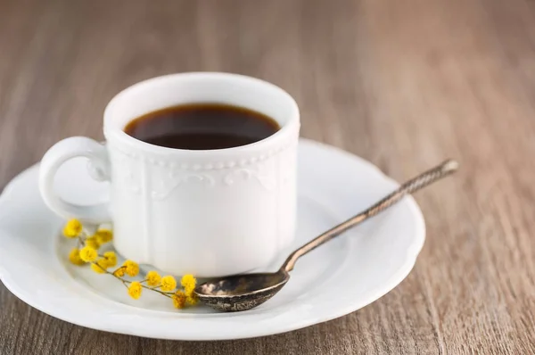 One white ceramic cup of coffee — Stock Photo, Image