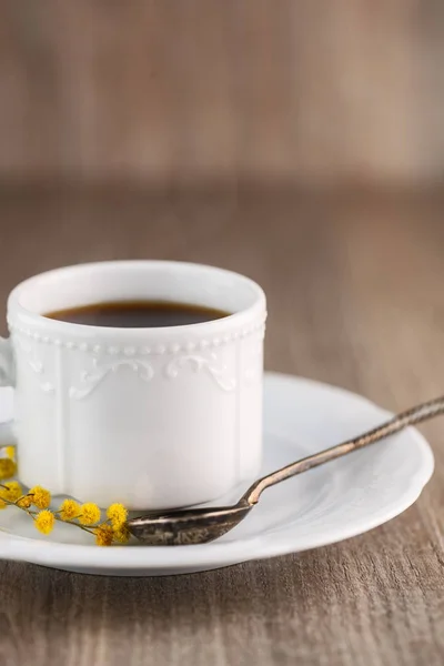 One white ceramic cup of coffee — Stock Photo, Image
