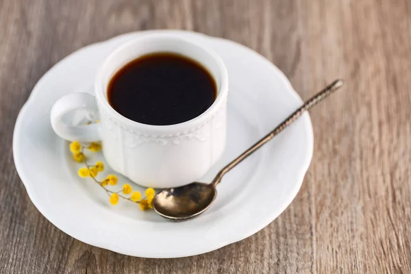 One white ceramic cup of coffee — Stock Photo, Image