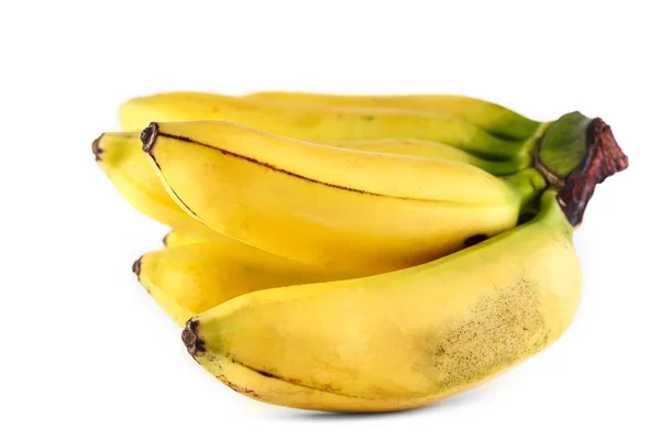 Bardzo Dojrzałe Kilka Żółtych Bananów Białym Tle Izolowanie — Zdjęcie stockowe