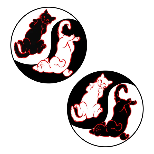 Il simbolo orientale di armonia due gatti — Vettoriale Stock