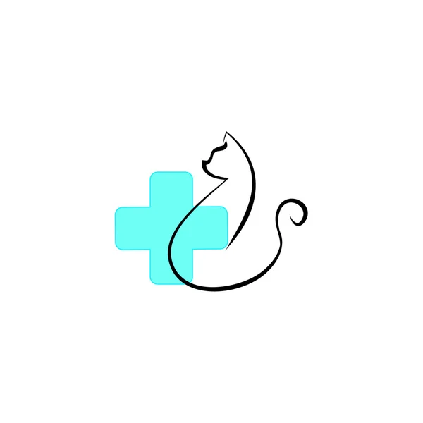 獣医ロゴ猫 — ストックベクタ