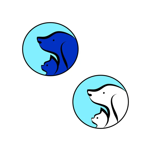 Kat en hond in een blauwe pictogram — Stockvector