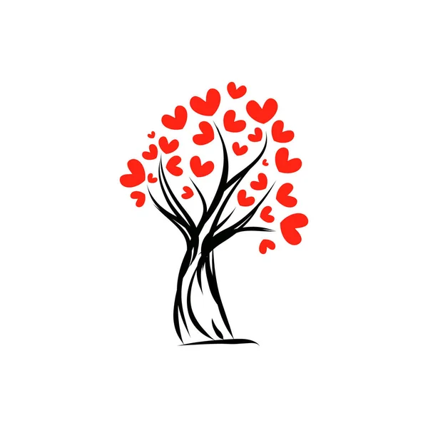 Árvore com vetor corações —  Vetores de Stock