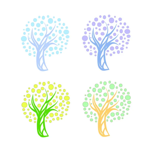 Δέντρο με φύλλα γύρο (σετ) — Διανυσματικό Αρχείο