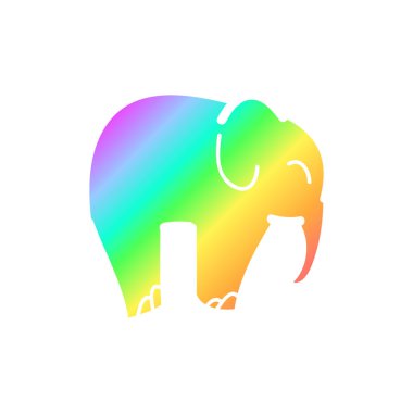 Rainbow silhouette of the elephant clipart