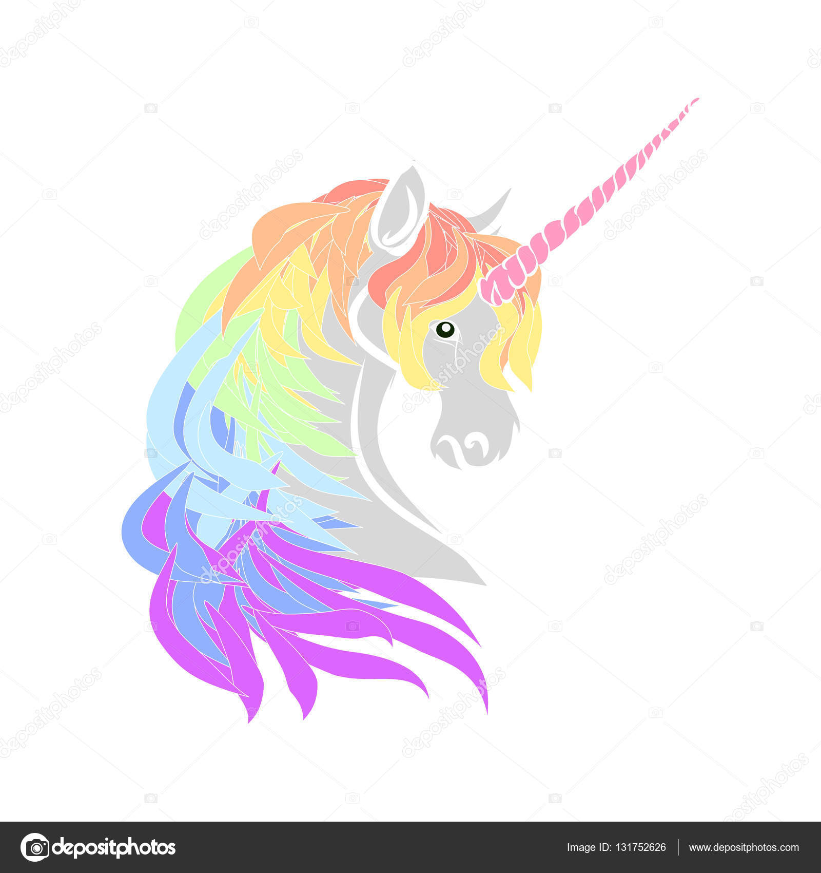 Siluetta capa di Arcobaleno unicorno su sfondo bianco Illustrazione di vettore — Vettoriali di Mila Endo