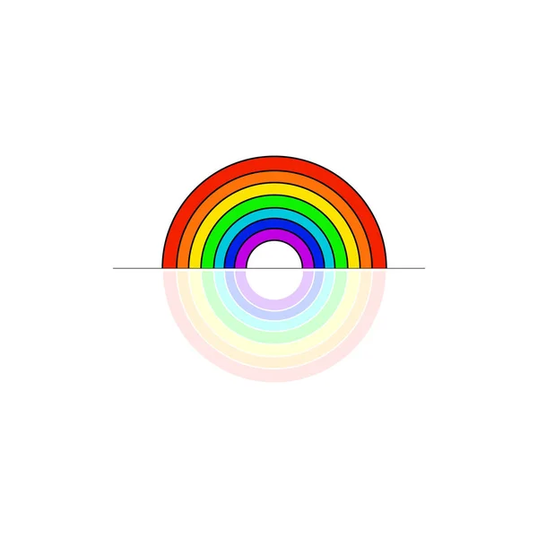 Arco iris y su reflejo — Vector de stock