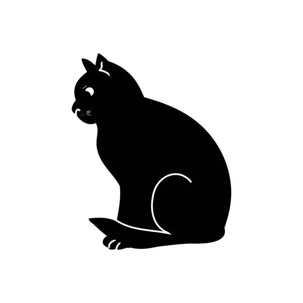 Hitam siluet pesona kucing - Stok Vektor