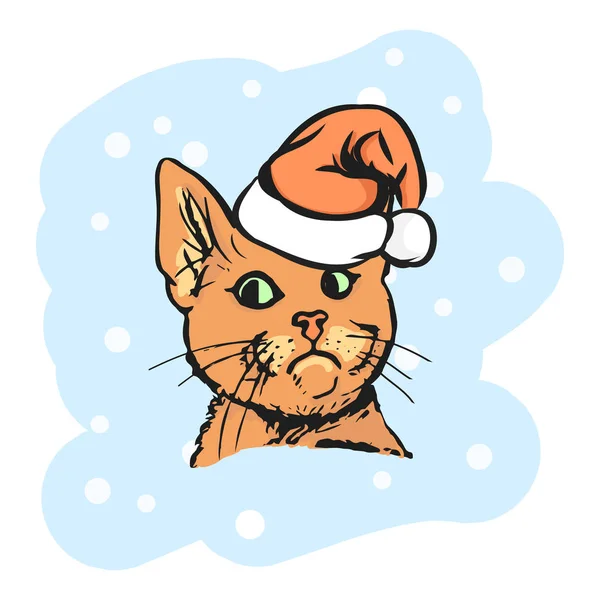Gato laranja em chapéu de Santa —  Vetores de Stock