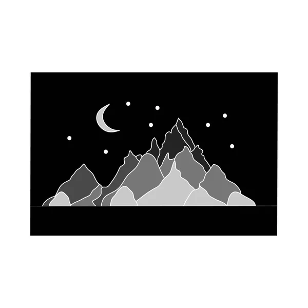 Munții și luna semilună noaptea — Vector de stoc