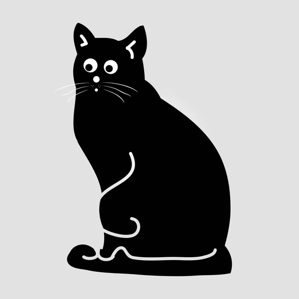 大眼睛的轮廓的猫 — 图库矢量图片