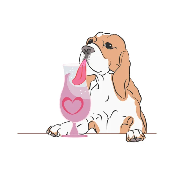 Basset is drinking a cocktail — Stock Vector
