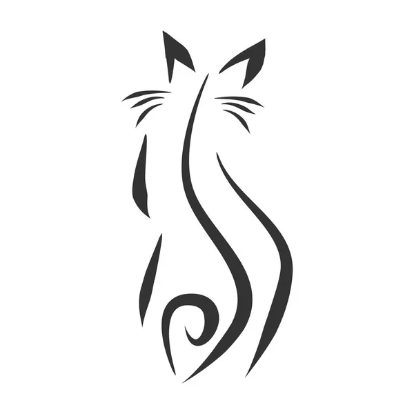 Logo gato líneas oscuras sobre fondo blanco — Vector de stock