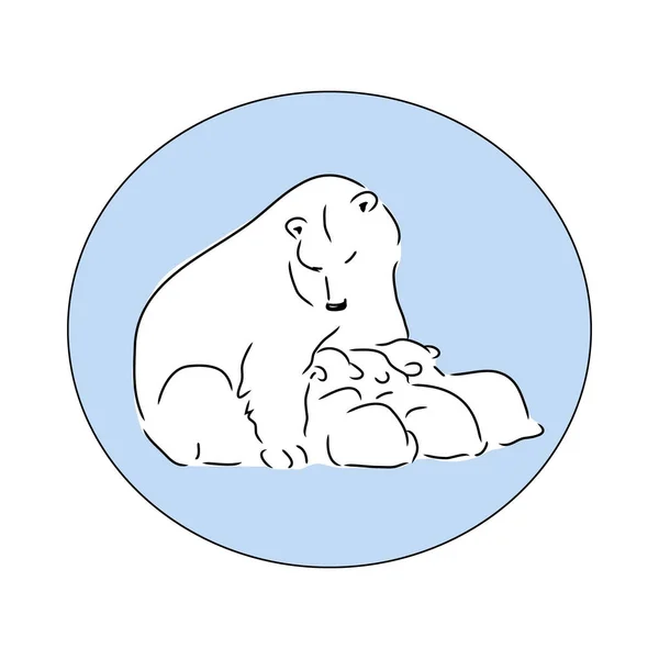 Bear with cubs logo — Stock Vector