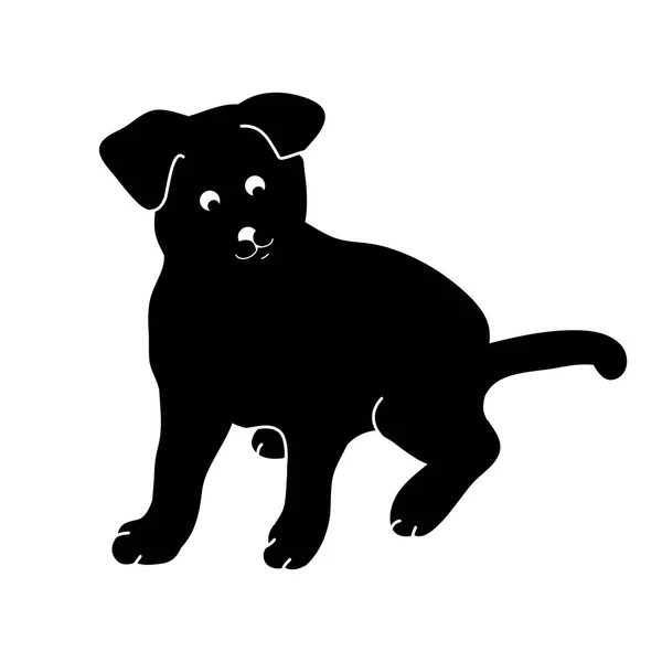 Black silhouette of puppy — Stock Vector