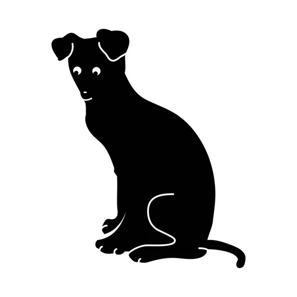 Silhouette noire de chiot — Image vectorielle