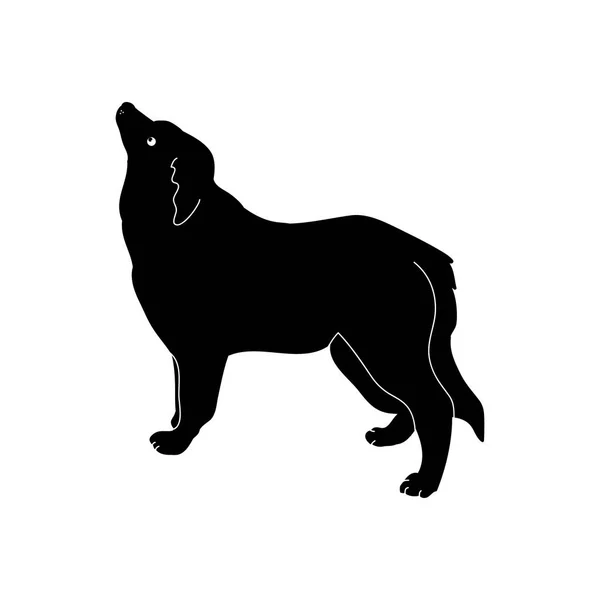 Silhueta preta de um cão em um fundo branco —  Vetores de Stock