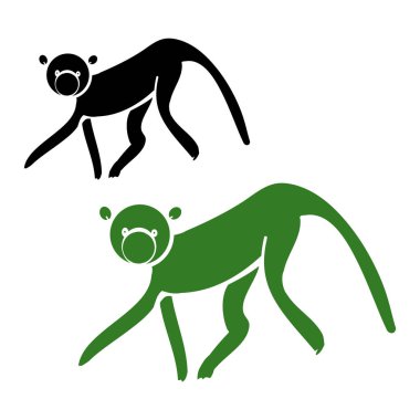 Siluet yeşil ve siyah maymun