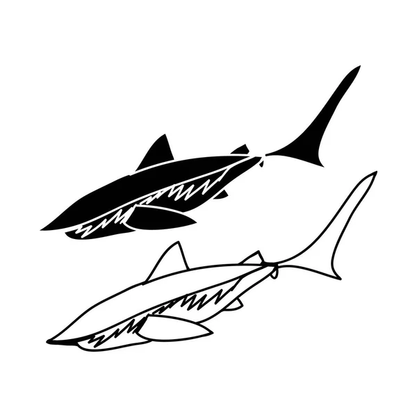 Силуэт очертаний и акул — стоковый вектор