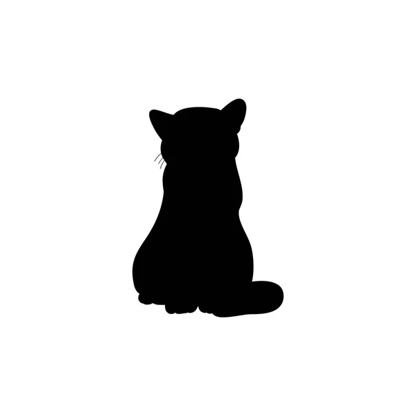 Silueta de gato sobre fondo blanco — Vector de stock