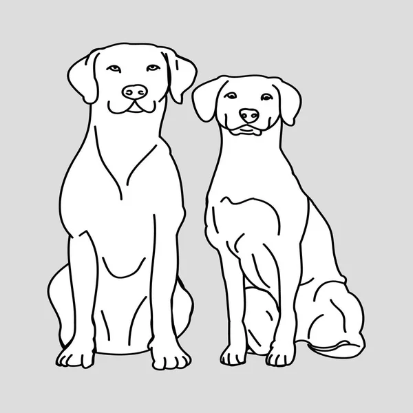 Contour deux chiens blancs — Image vectorielle