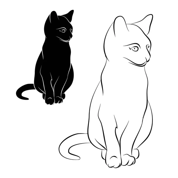 Silhouette de chat sur fond blanc — Image vectorielle