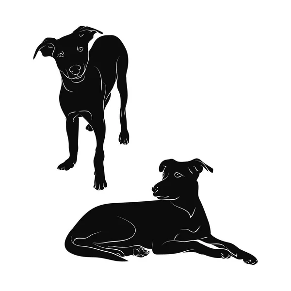 Puppy hond silhouet — Stockvector