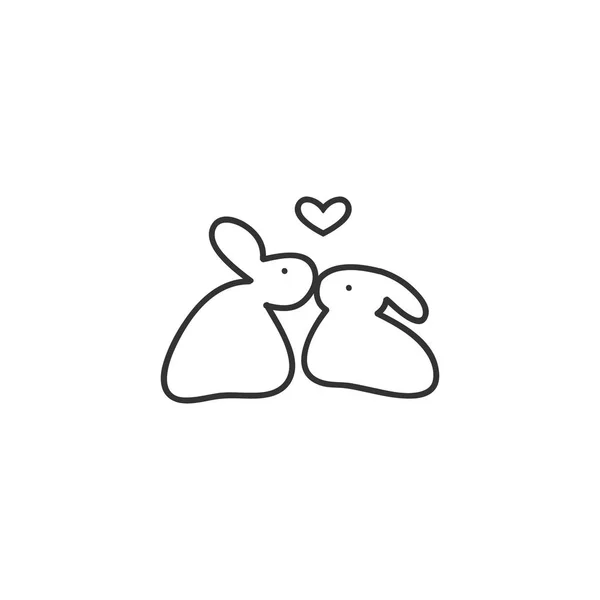愛の 2 つのウサギ — ストックベクタ