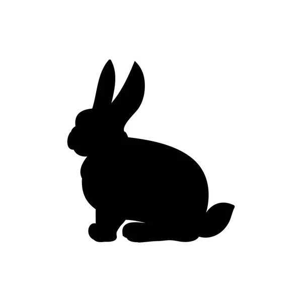 Silhouette du lapin sur fond blanc — Image vectorielle