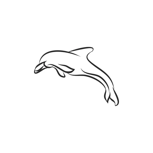 Логотип - это дельфин, выпрыгивающий из воды — стоковый вектор
