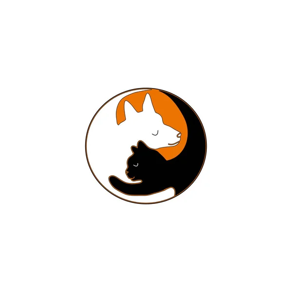 Logo knuffelen hond kat — Stockvector