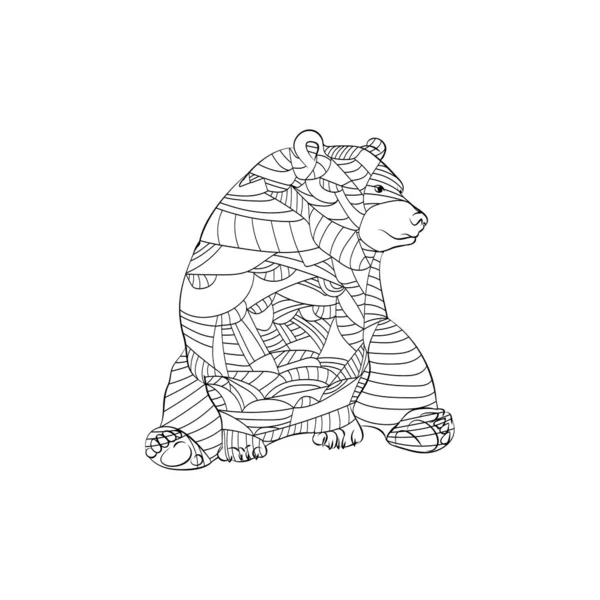 Illustration Abstraite Très Détaillée Bear Motifs Animaux Avec Gribouillage Dessiné — Image vectorielle