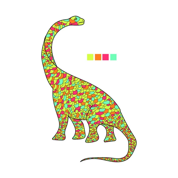 Illustration Abstraite Très Détaillée Dinosaures Motifs Animaux Avec Dessin Main — Image vectorielle