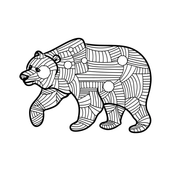 Bardzo Szczegółowa Abstrakcyjna Ilustracja Niedźwiedzia Wzory Zwierząt Ręcznie Rysowanymi Bazgrołami — Wektor stockowy
