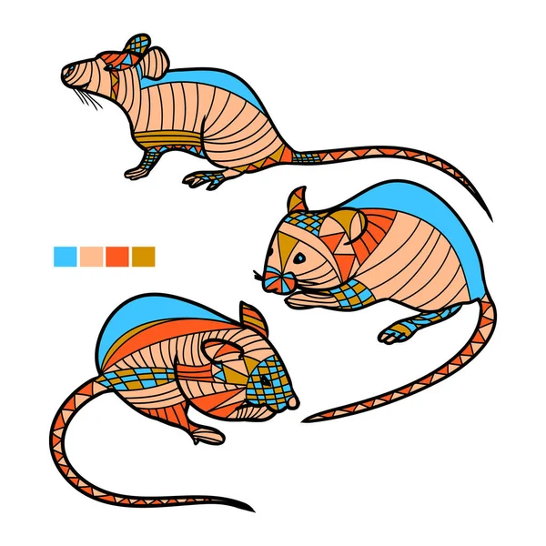 Illustration Abstraite Très Détaillée Souris Motifs Animaux Avec Dessin Main — Image vectorielle