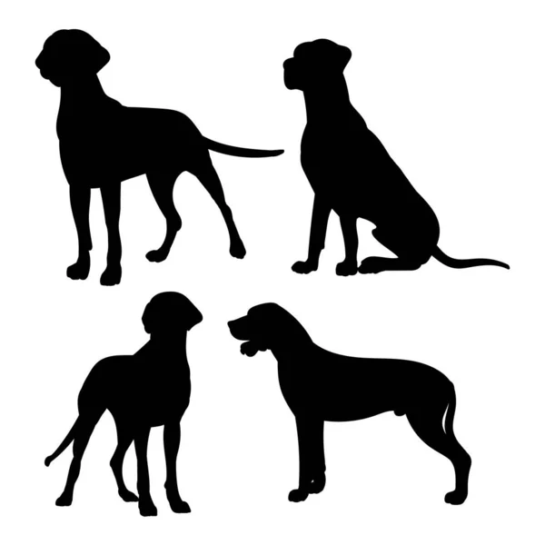 Silhouette Great Dane Black Silhouette Dog Mastiff Set Illustrations — Stock Vector